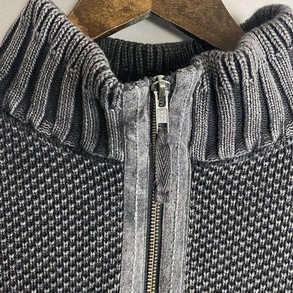 CARBON 2 COBALT Mens Gray Quarter Zip Mock Long Sleeve Sweater Size M Hi Def - Picture 4 of 10